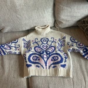 Bershka Swirl Print Chunky Turtleneck Sweater
